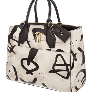 Louis Vuitton Creme and black Tribal City Steamer